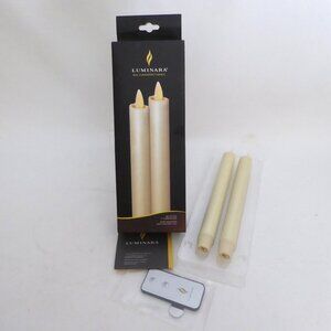 NEW 8” LUMINARA TAPERED REAL WAX FLAME EFFECT CANDLE SET BATTERY POWERED REMOTE